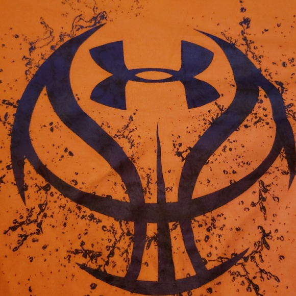 UNDER ARMOUR ORANGE BABY TEE T SHIRT BASKETBALL SPORTS ATHLETIC - Picture 1 of 6